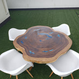 Comedor rodaja madera y resina para 4 personas