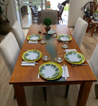 Supra-reciclaje Mesa de comedor con rio de resina