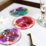 Coasters Posavasos Explosión de Colores en resina