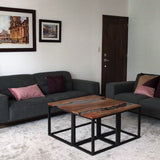 Mesa de sala 3 piezas con rio de resina transparente