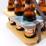 Porta six pack de madera con Resina
