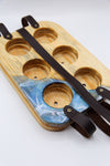 Porta six pack de madera con Resina