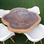 Comedor rodaja madera y resina para 4 personas