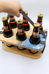 Porta six pack de madera con Resina